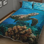Sea Turtle Underwater Print Quilt Bed Set