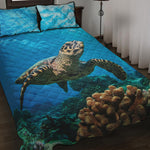 Sea Turtle Underwater Print Quilt Bed Set