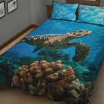Sea Turtle Underwater Print Quilt Bed Set