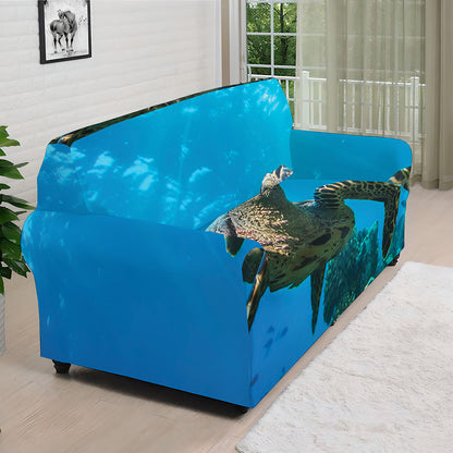 Sea Turtle Underwater Print Sofa Cover