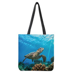Sea Turtle Underwater Print Tote Bag