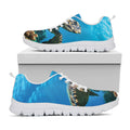 Sea Turtle Underwater Print White Running Shoes