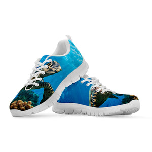 Sea Turtle Underwater Print White Sneakers