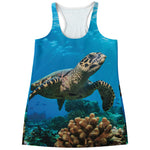 Sea Turtle Underwater Print Women's Racerback Tank Top