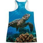 Sea Turtle Underwater Print Women's Racerback Tank Top