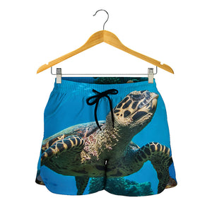 Sea Turtle Underwater Print Women's Shorts