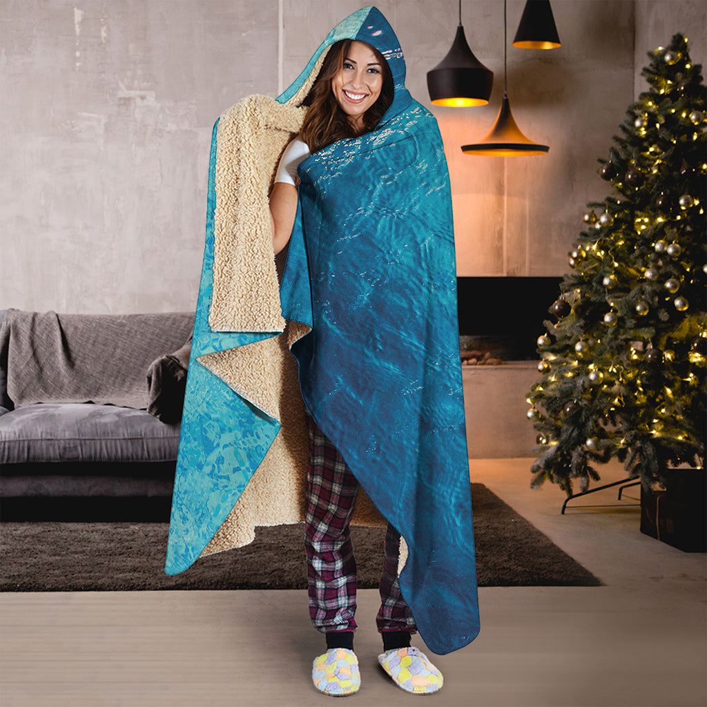 Sea Water Surface Print Hooded Blanket