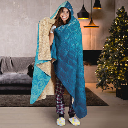 Sea Water Surface Print Hooded Blanket