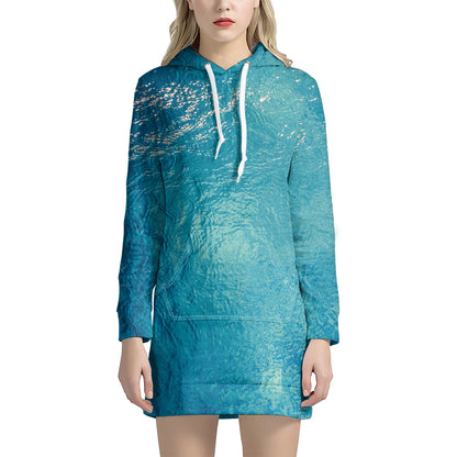 Sea Water Surface Print Hoodie Dress