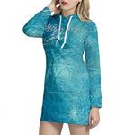 Sea Water Surface Print Hoodie Dress