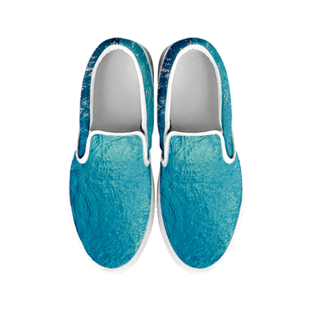 Sea Water Surface Print White Slip On Shoes