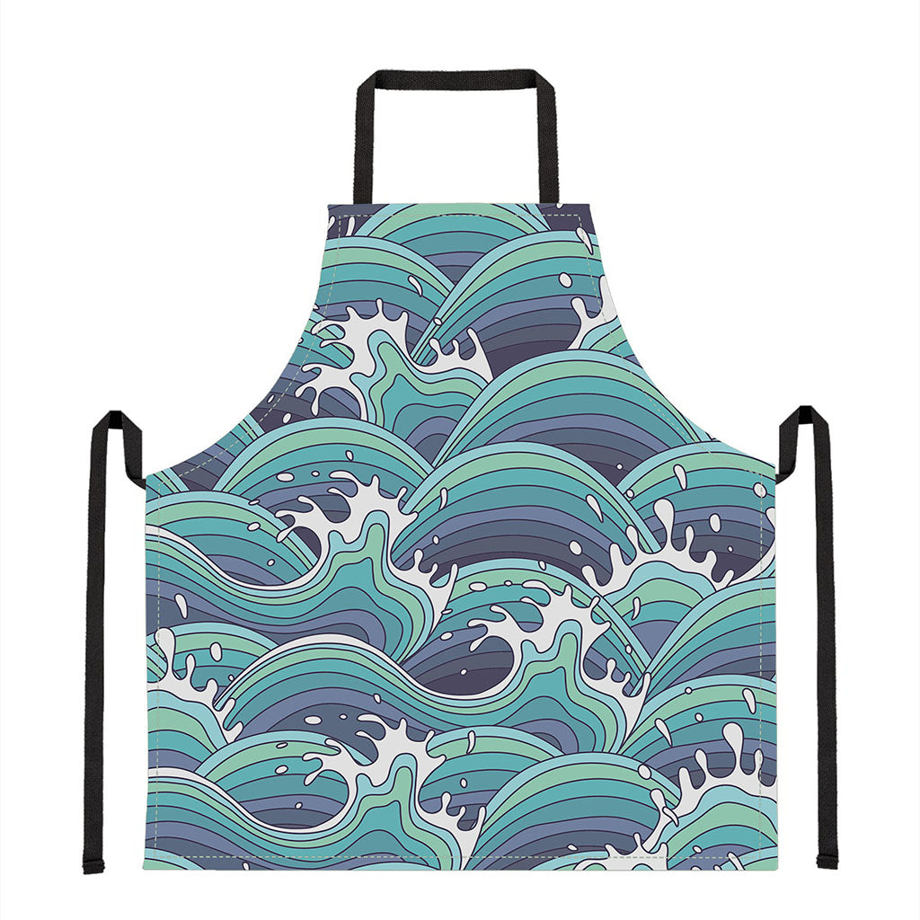 Sea Wave Surfing Pattern Print Apron