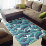 Sea Wave Surfing Pattern Print Area Rug GearFrost