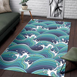 Sea Wave Surfing Pattern Print Area Rug GearFrost