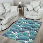 Sea Wave Surfing Pattern Print Area Rug GearFrost