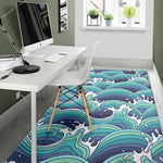 Sea Wave Surfing Pattern Print Area Rug GearFrost