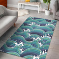 Sea Wave Surfing Pattern Print Floor Mat