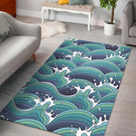 Sea Wave Surfing Pattern Print Area Rug GearFrost