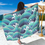 Sea Wave Surfing Pattern Print Beach Sarong Wrap