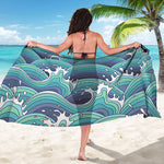 Sea Wave Surfing Pattern Print Beach Sarong Wrap
