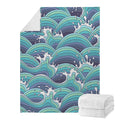 Sea Wave Surfing Pattern Print Blanket