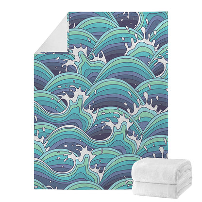 Sea Wave Surfing Pattern Print Blanket
