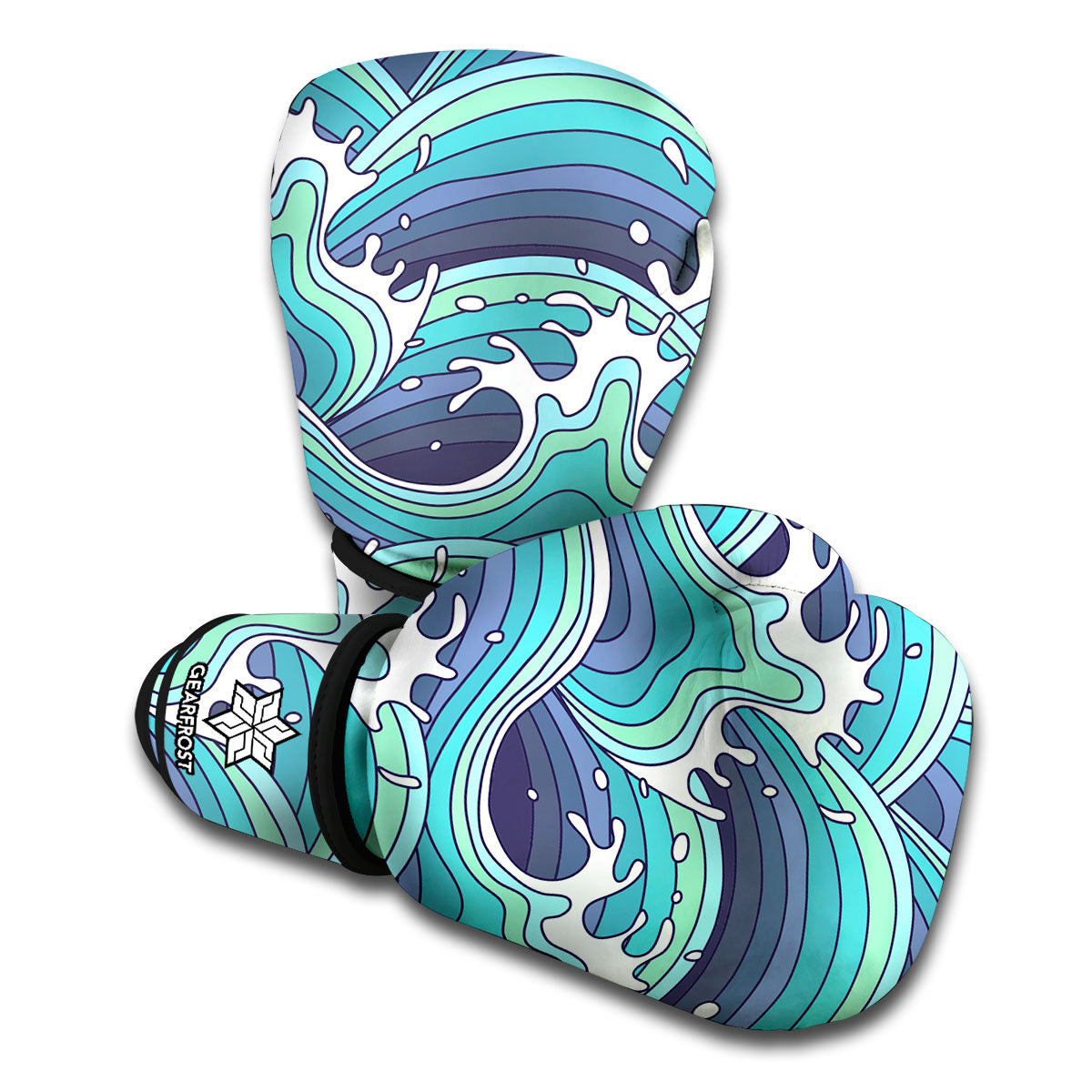 Sea Wave Surfing Pattern Print Boxing Gloves