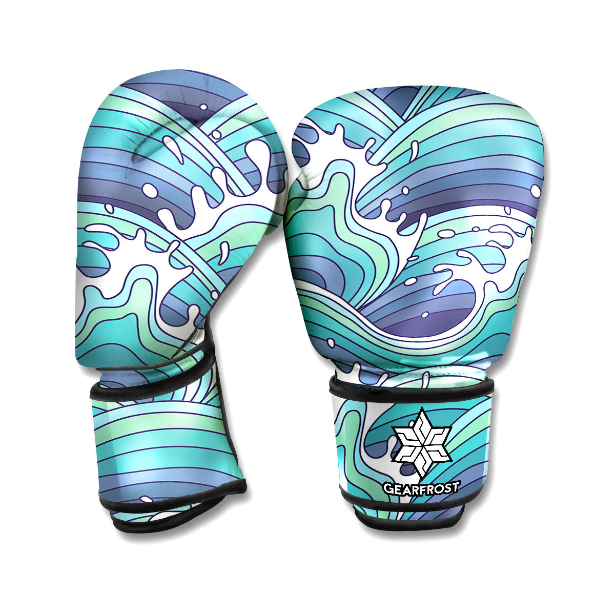 Sea Wave Surfing Pattern Print Boxing Gloves