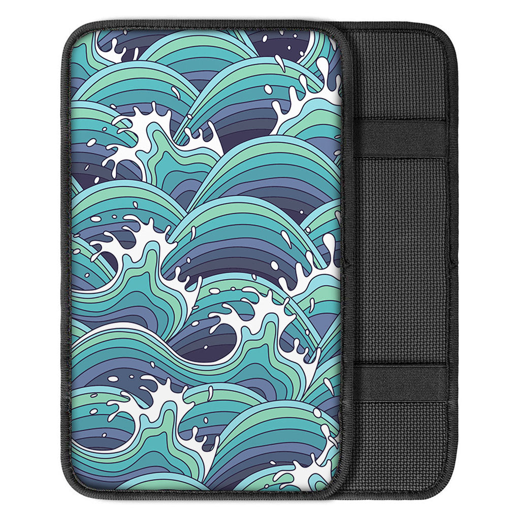 Sea Wave Surfing Pattern Print Car Center Console Cover