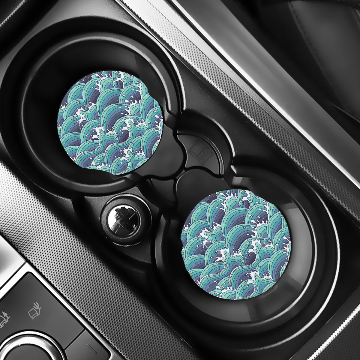 Sea Wave Surfing Pattern Print Car Coasters
