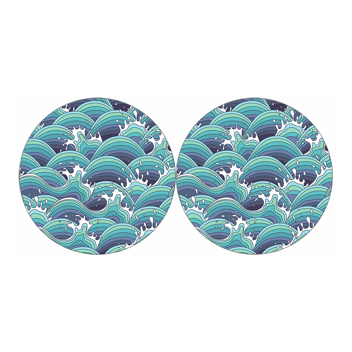 Sea Wave Surfing Pattern Print Car Coasters