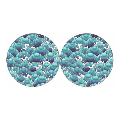 Sea Wave Surfing Pattern Print Car Coasters