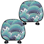Sea Wave Surfing Pattern Print Car Headrest Covers