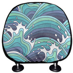 Sea Wave Surfing Pattern Print Car Headrest Covers