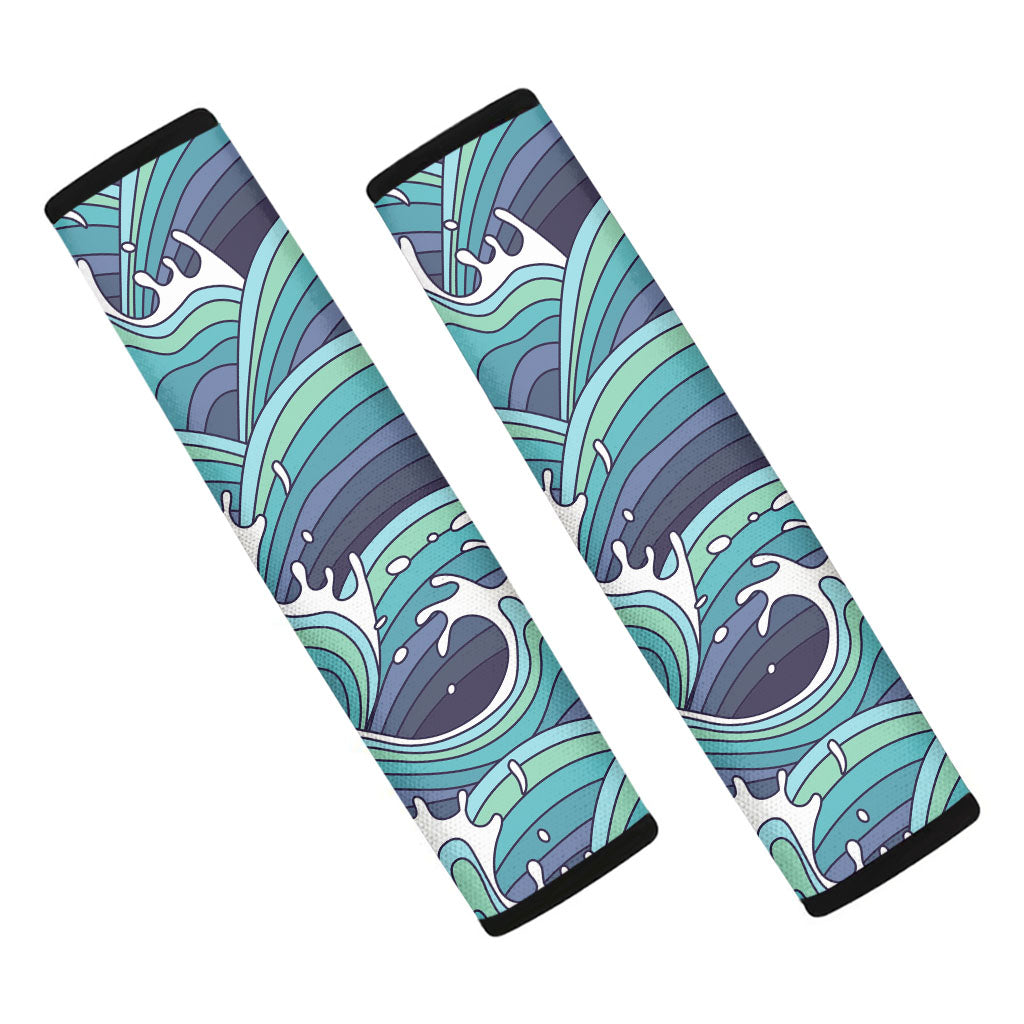 Sea Wave Surfing Pattern Print Car Seat Belt Covers