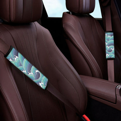 Sea Wave Surfing Pattern Print Car Seat Belt Covers