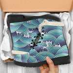 Sea Wave Surfing Pattern Print Comfy Boots GearFrost