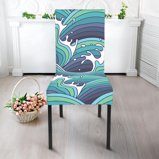 Sea Wave Surfing Pattern Print Dining Chair Slipcover