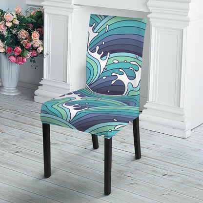 Sea Wave Surfing Pattern Print Dining Chair Slipcover