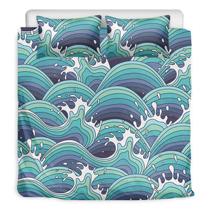 Sea Wave Surfing Pattern Print Duvet Cover Bedding Set