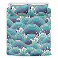 Sea Wave Surfing Pattern Print Duvet Cover Bedding Set