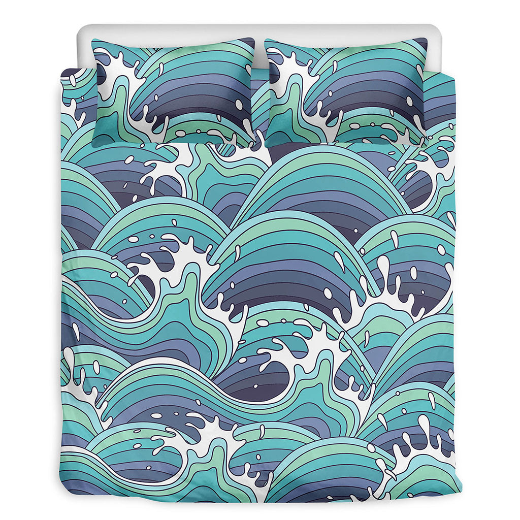 Sea Wave Surfing Pattern Print Duvet Cover Bedding Set