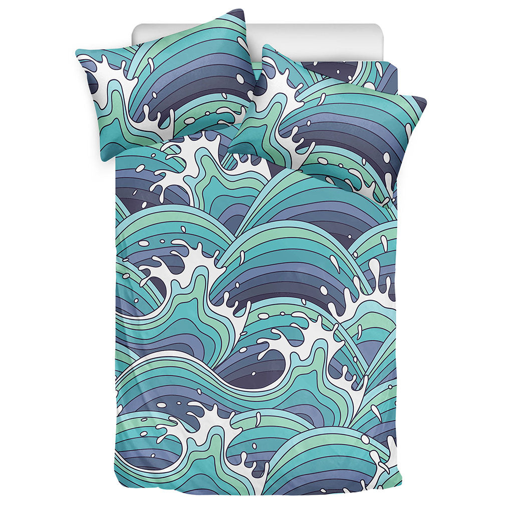 Sea Wave Surfing Pattern Print Duvet Cover Bedding Set