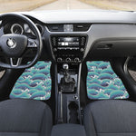 Sea Wave Surfing Pattern Print Front and Back Car Floor Mats