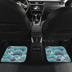 Sea Wave Surfing Pattern Print Front and Back Car Floor Mats