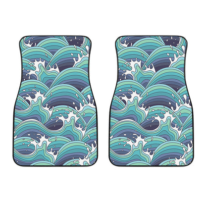 Sea Wave Surfing Pattern Print Front Car Floor Mats