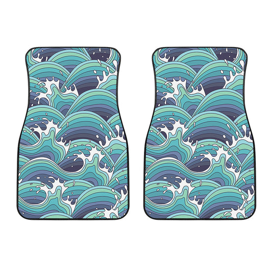 Sea Wave Surfing Pattern Print Front Car Floor Mats