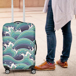 Sea Wave Surfing Pattern Print Luggage Cover GearFrost