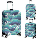 Sea Wave Surfing Pattern Print Luggage Cover GearFrost