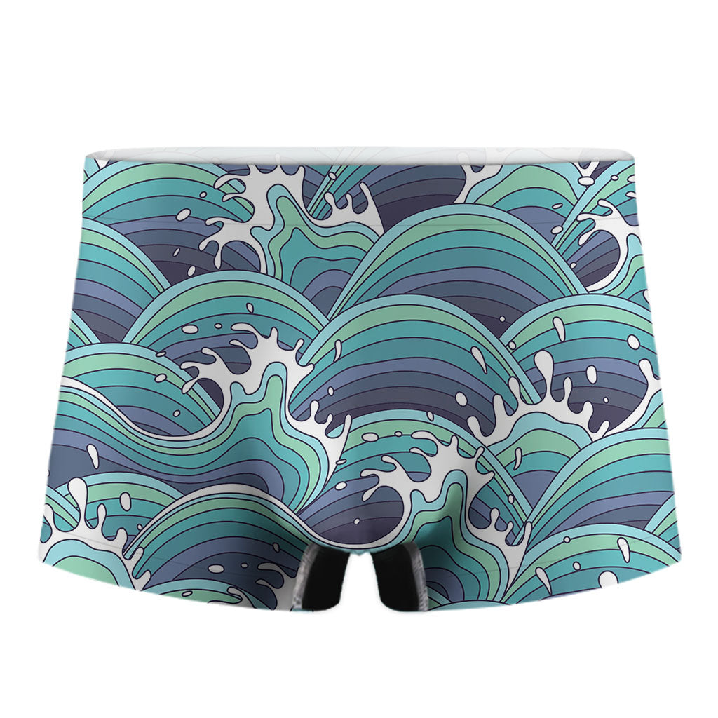 Sea Wave Surfing Pattern Print Men's Boxer Briefs
